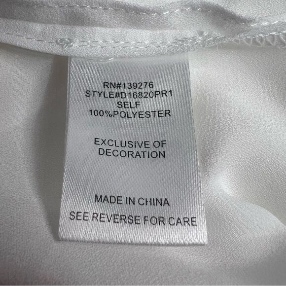 Daniel Rainn Smocked Ruffle Trim Blouse Top Womens Large White Short Sleeve - Picture 5 of 6